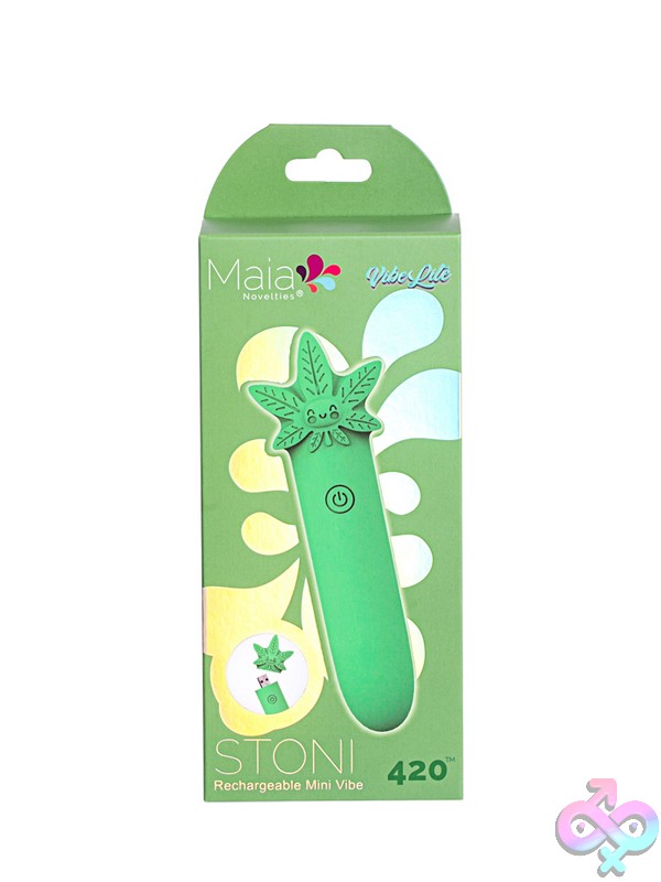Discreet-Toys-Maia-Stoni-Nu-Mt-Ma24-09 Compact Green Silicone Clitoral Vibrator With Built-In Usb Cap By Maia Toys