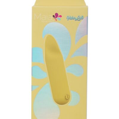 Maia Tawni clitoral bullet vibrator with flickering tongue in purple and yellow
