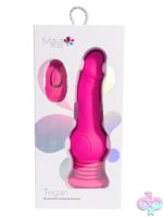 Pink thrusting silicone vibrator with remote control and suction cup base by Maia Toys