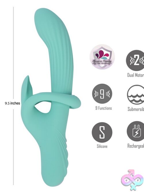 Maia Tenley Gyrating Dual Motor Rabbit Vibrator – Green - Image 3
