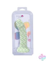 White weed-print silicone suction cup dong with harness-compatible base by Maia Toys