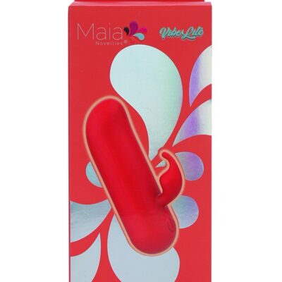 Red mini bullet vibrator with rabbit ear tip by Maia Toys