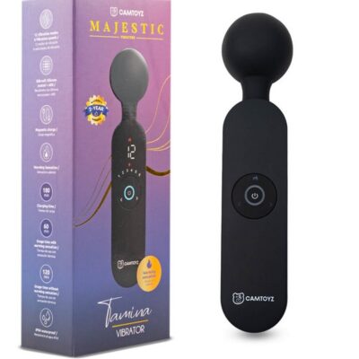 Majestic Tamina mini wand vibrator in black silicone by Camtoyz