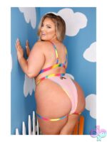 Make It Rain Caged Mesh Bralette & Booty Harness Panty – Pink - Image 3