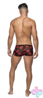 Kiss Me - Mini Short - Large - Sheer Lips Black - Image 2
