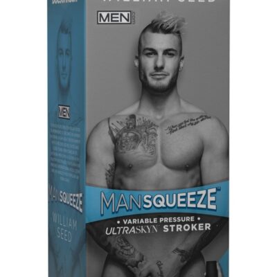 Beige ULTRASKYN adjustable-suction masturbator with hard outer case and squeeze plate by Doc Johnson