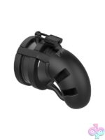 Mancage Model 18 Chastity Silicone Cage with Ballsplitter – Black - Image 2