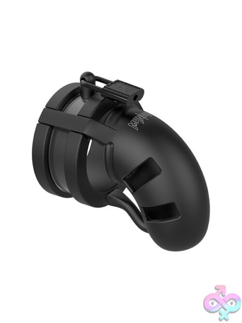 Mancage Model 18 Chastity Silicone Cage With Ballsplitter – Black - Image 2