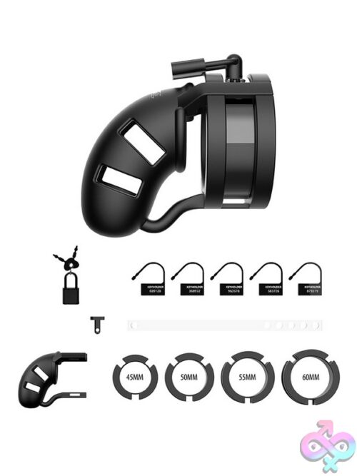 Mancage Model 18 Chastity Silicone Cage With Ballsplitter – Black - Image 3