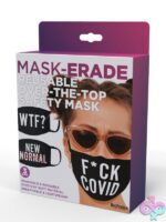 Bold printed black reusable face masks 3-pack with WTF, F*ck Covid, and New Normal slogans by Hott Products