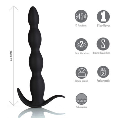 Remote Control Silicone Butt Plug Mason By Maia Toys In Black With Wireless Remote