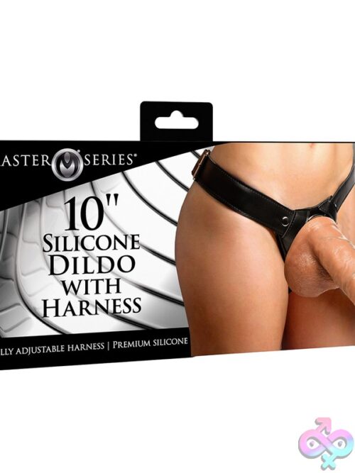 Master Series 10&Quot; Silicone Dildo With Harness - Image 2