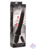 Black silicone thrusting dildo with ergonomic handle by Xr Master Series