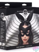 Adjustable black rabbit mask with nickel-free metal studs and cut-out ears by Xr - Master Series