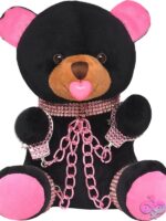black rhinestone bondage bear with pink chains and cuffs by XR Brands