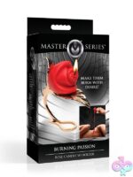 Red rose soy wax drip candle on ornate golden zinc alloy holder by Xr - Master Series