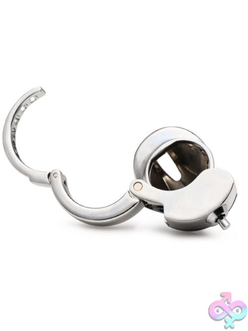 Master Series Cock Cuff Snap-On Chastity Cage – Silver Metal - Image 3