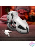 Master Series Cock Cuff Snap-On Chastity Cage – Silver Metal - Image 4