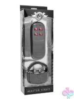 Adjustable gray remote-controlled electric stimulation ring with Velcro strap by Xr - Master Series