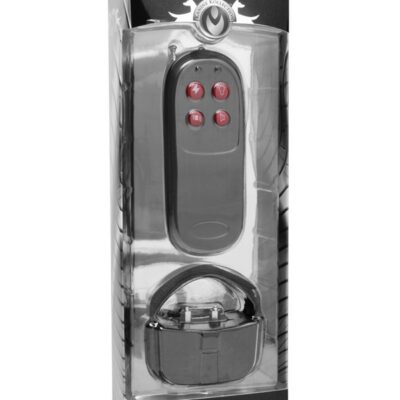Adjustable gray remote-controlled electric stimulation ring with Velcro strap by Xr - Master Series