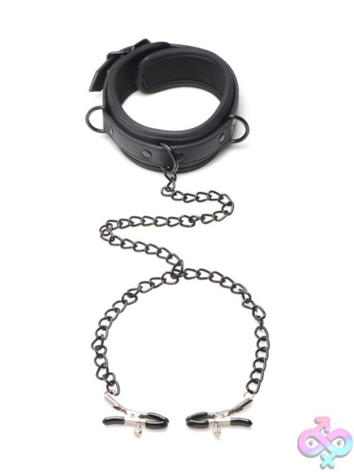 Collared Temptress Neoprene Collar With Nipple Clamps - Image 2