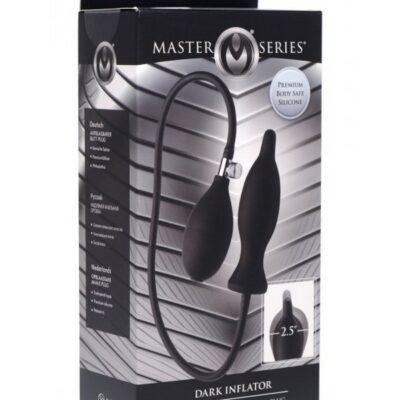 Black inflatable silicone anal plug with hand pump bulb and release valve by Xr - Master Series