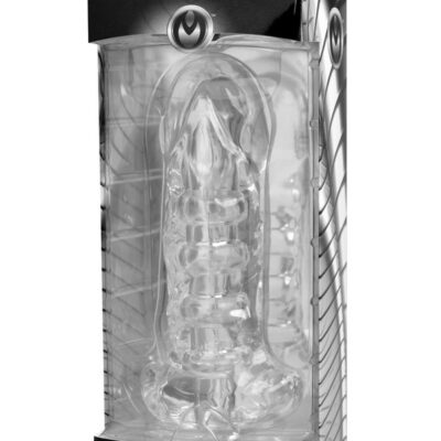 Clear girth enhancing penetration sleeve with internal ribbing and realistic shape by Master Series
