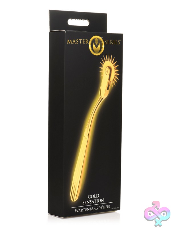 Discreet-Toys-Master-Series-Gold-Sensation-Wartenberg-Wheel-Nu-Xr-Ah348 Textured Gold Metal Wartenberg Sensation Wheel By Master Series
