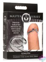Adjustable textured stainless steel glans ring in silver by Master Series