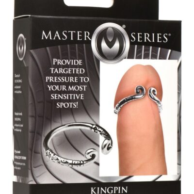 Adjustable textured stainless steel glans ring in silver by Master Series