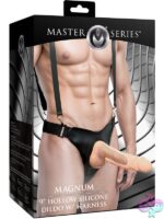 Master Series Magnum 9" Hollow Silicone Dildo W/ Harness - Image 5