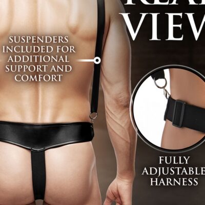 hollow strap-on harness Master Series Magnum 9-inch silicone dildo with adjustable harness by XR Brands