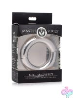 Mega Magnetize weighted stainless steel magnetic cock and ball ring with rounded magnetic closure by Xr - Master Series