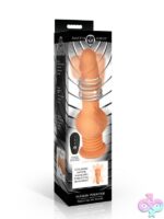 Beige thrusting suction cup vibrator with remote control by Master Series