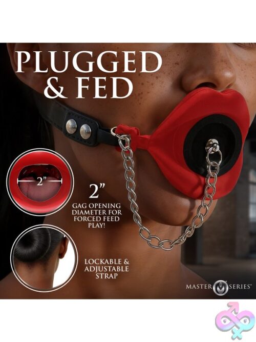Master Series Plugged Silicone Feeding Gag Red - Image 5