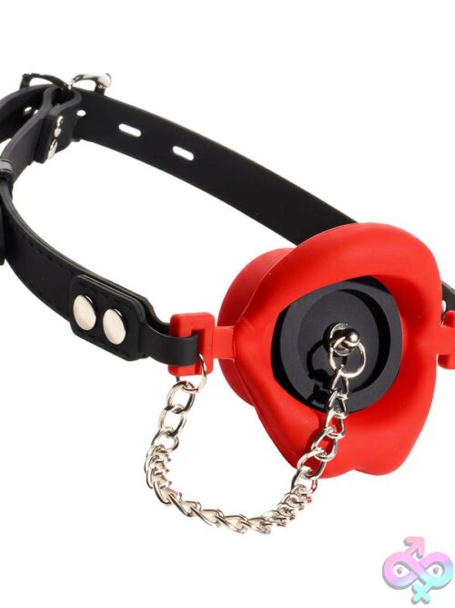Master Series Plugged Silicone Feeding Gag Red - Image 2