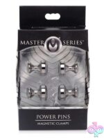 Adjustable magnetic nipple clamp set in polished silver metal by Master Series