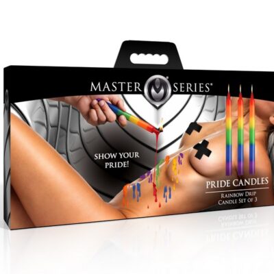 Set of three layered rainbow drip candles for wax play by Xr Master Series