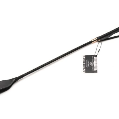 24-inch gray leather riding crop by Xr Master Series shown against neutral background