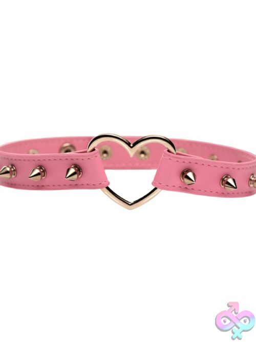 Spiked Heart Choker In Pink - Image 2