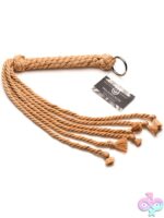Beige cotton rope flogger with flowing tails and firm handle by Xr - Master Series