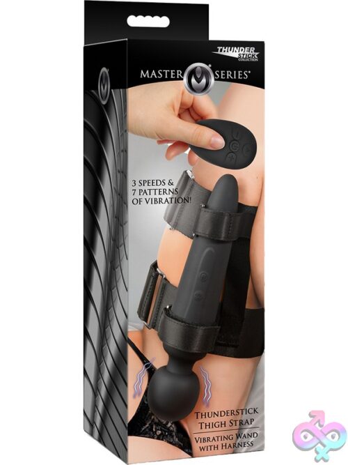 Master Series Thunderstick Thigh Strap Vibrating Wand With Harness - Image 2