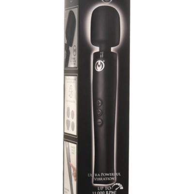Master Series Ultra Thunderstick 35X black silicone wand massager with flexible neck by Xr - Master Series