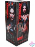 Shadow Sinner Raven multi-function masturbator in black with suction and vibrating features by Shots Toys