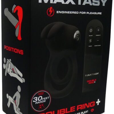 Maxtasy Double Ring+ vibrating dual couples ring in black