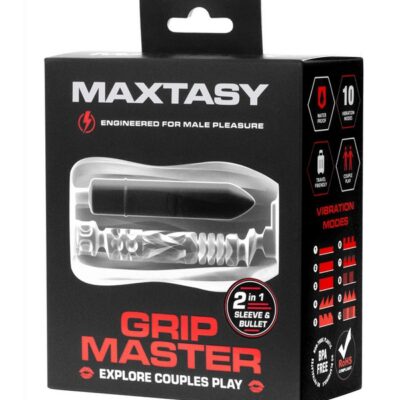 Clear dual-opening vibrating stroker sleeve with removable bullet by Maxtasy