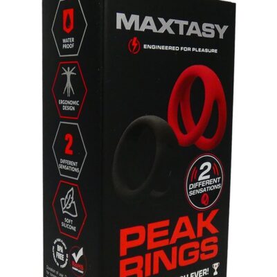 Stretchy black cock ring set for couples by Maxtasy