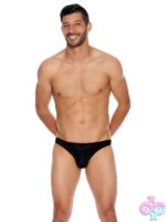 Men's black microfiber open back underwear with contour pouch by Popsi Lingerie