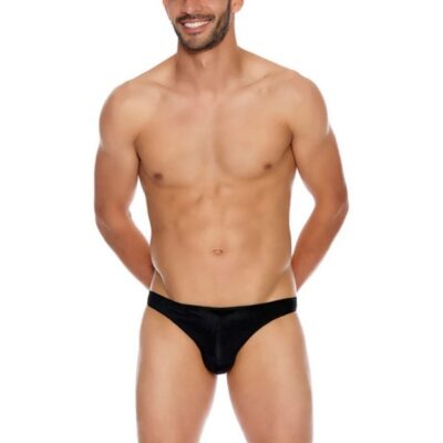Men's black microfiber open back underwear with contour pouch by Popsi Lingerie