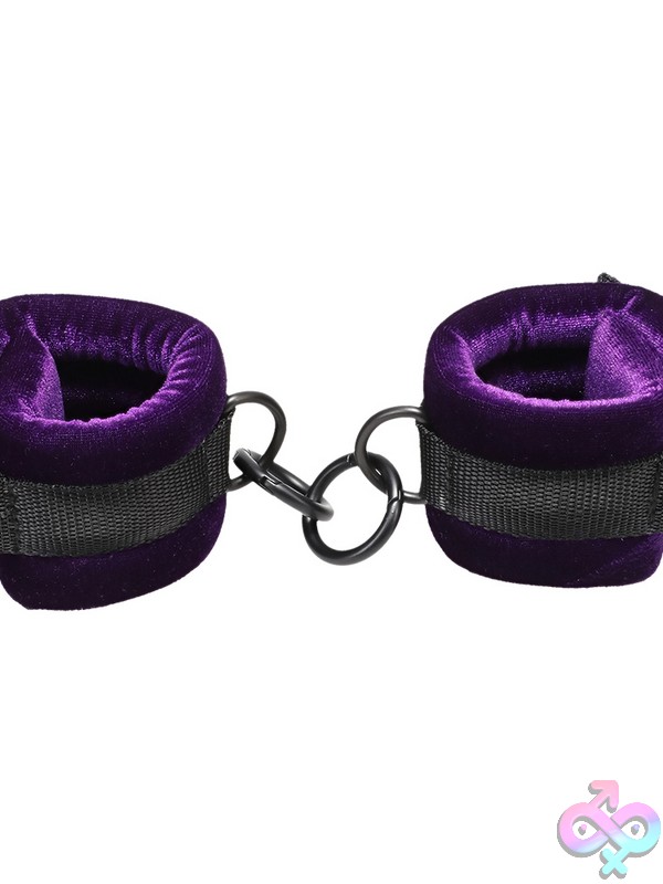 Discreet-Toys-Merci-Velvet-Wrist-Cuffs-Violet-Black-Nu-Dj2404-71Bx Velvet Wrist Cuffs Violet Black By Doc Johnson — Merci Collection Harness-Compatible Restraint Set